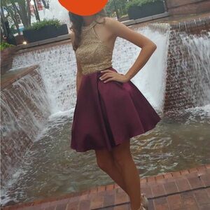 Gold & maroon homecoming dress